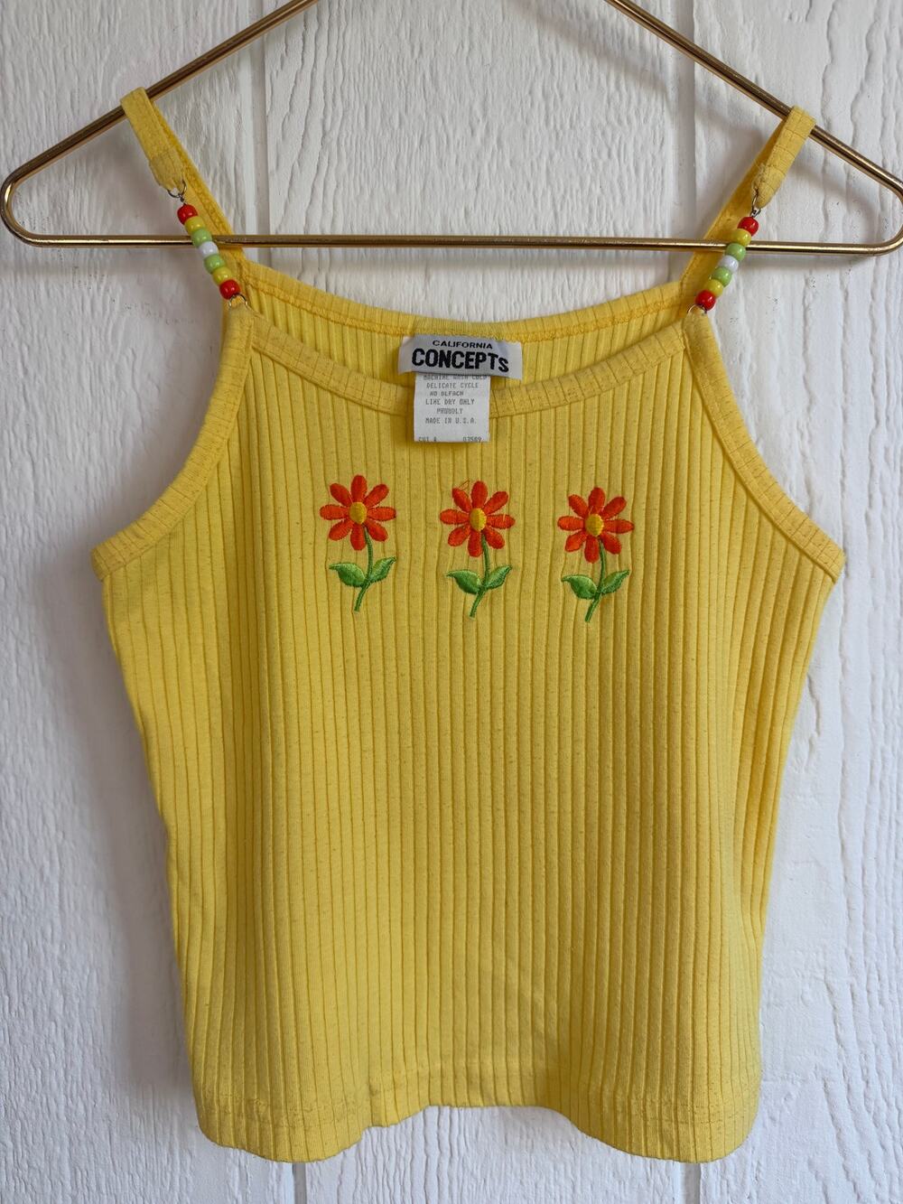 Vintage Y2K California Daisy Embroidered Tank Top